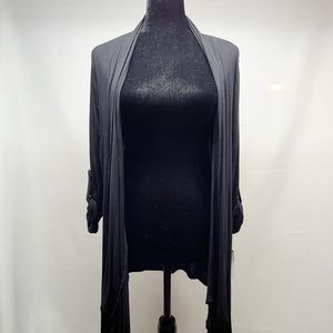 Derek Heart Black Open Front Draped Cardigan NWT